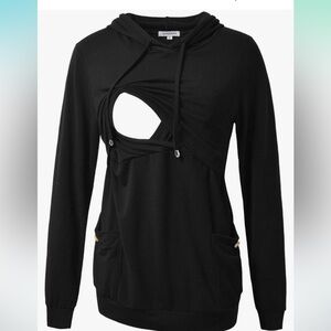 Nursing hoodie long sleeve black
